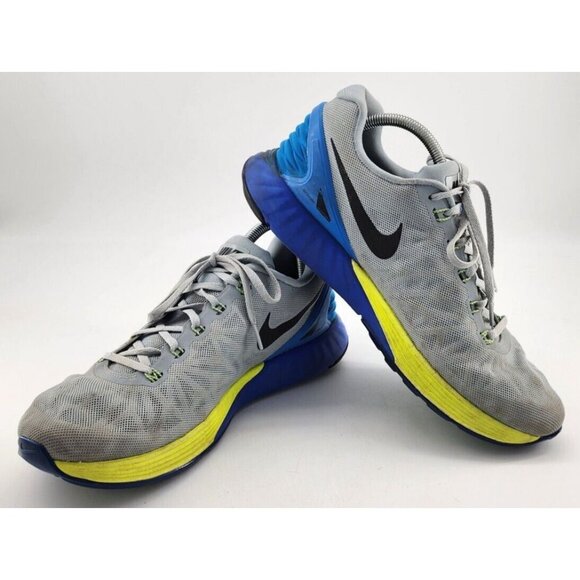 Nike LunarGlide 6 Magnet Gray/Photo Blue/Black/Volt 654433-005 Men's Size 12 - Picture 8 of 12